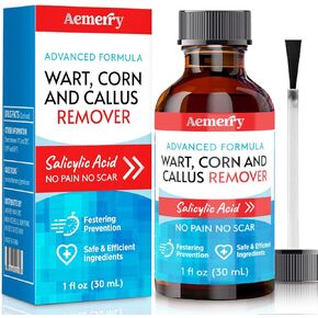 Plantar Wart Corn Remover for Feet: Maximum Strength Salicylic Acid Liquid Corn Removers for Toes Fingers, Fast-Acting Foot Plantar Wart Removal Freeze Off. 30 ML (1 OZ, Unscented)