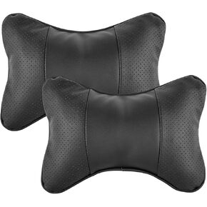 Kingman Car Neck Pillow Automobile Seat Sent Pudent Cushion Cushion Black Leather (2 Pack)