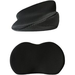 Car Seat Cushion - Premium Memory Foam & Cooling Gel Infused - Lumbar Support for Back Pain Relief, Tailbone Pain - Non-Slip Car Seat Pad for Office Chair, Truck, Long Drive (Black)