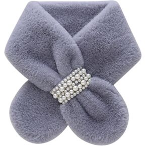 Winter Adult Teens Pearl Buckle Scarf Furry Warm Soft Plush Scarves Girls Teens Thicken Infant Outdoor Walking Scarf