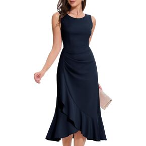 Aupuls Women Long Bodycon Wedding Guest Dresses for Women Summer Ruffle Mermaid Formal Cocktail Dress for Gowns and Evening