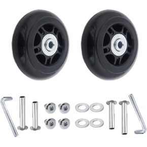 70 x 24mm Luggage Wheels Replacement, 2Pcs Rubber Suitcase Swivel Caster Wheels Repair Kit, Sturdy Smooth Rolling for Carry-on Roller Bag, Trolley, Travel Case