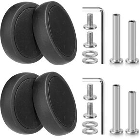Domiella 4 PCs Luggage Replacement Wheels, OD 55 mm Swivel Caster, Rubber Suitcase Trolley Wheel Repair Kit