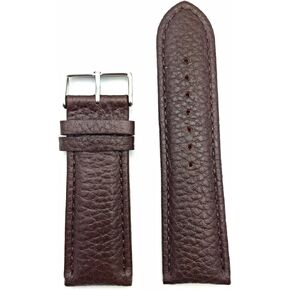 26mm Dark Brown Genuine Leather Watchband | Shrunken Buffalo Grained, Medium Padded Replacement Wrist Watchstrap that brings New Life to Any Watch (Mens Standard Length)