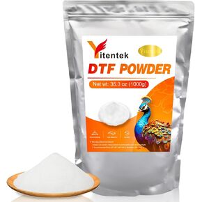 مسحوق DTF - 1000 جم / 35.27 أونصة لاصقة تذوب ساخنة للنقل الرقمي الأبيض، مسحوق نقل DTF مسبقًا لجميع طابعات DTF وDTG، مسحوق لاصق DTF يذوب ساخنًا لجميع الأقمشة، 2.2 رطل