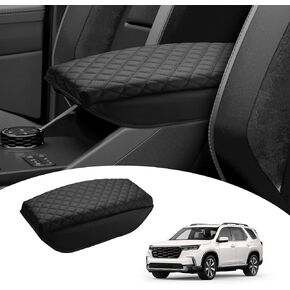 Center Console Cover for Ford Ranger 2024 2025 Accessories, Ranger Armrest Cover Cushion Pad Middle Console Cover Armrest Seat Box Protector PU Leather Anti-Scratch Black