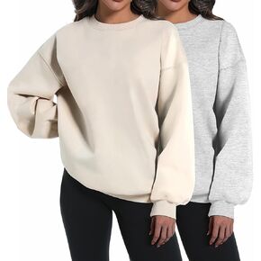 2 Pack Womens Oversized Sweatshirts Hoodies Long Sleeve Tops Fall Winter Clothes Crewneck Cozy Outfits Pullover Fashion