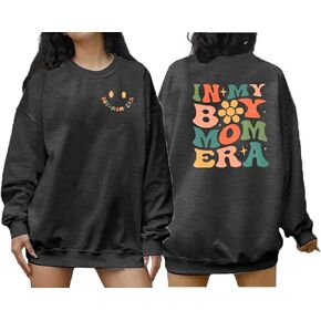 Mama Sweatshirt Women Boy Mom Sweatshirt: In My Boy Mom Era Long Sleeve Shirt Casual Mum Pullover Tops