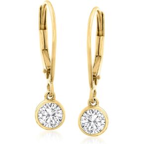 Ross-Simons 0.50 ct. t.w. Bezel-Set Diamond Drop Earrings in 14kt Yellow Gold