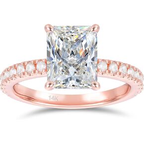 14K خاتم الخطوبة الذهب الأبيض 3CT Cut Moissanite Rings 14K Gold Moissanite خاتم الخطوبة للنساء