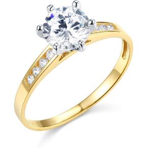 14k Yellow Gold SOLID Wedding Engagement Ring - Size 7
