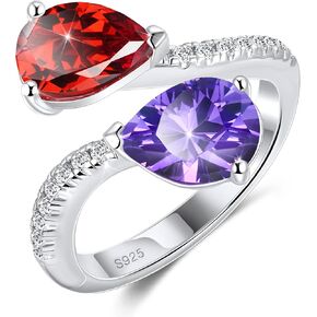Toi et Moi Rings for Women ، Sterling S925 Silver 2 حلقتان مزدوجتان للزوجة للزوجة ، خواتم شخصية الأم ابنة الأخوات خاتم خاتم خاتم الخطوبة خاتم الزفاف
