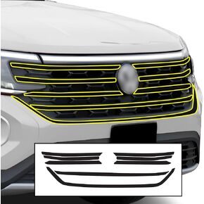 BOGAR TECH DESIGNS Middle Front Chrome Delete Overlay Compatible with Volkswagen Atlas 2021-2023, Gloss Black