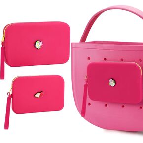 Biubee 2 أحجام أكياس السيليكون تناسب إكسسوارات Bogg Bag - حقيبة إدراج كبيرة مع سحر للحفاظ على مفاتيح مكياج الهاتف من Sand Water (Khaki)