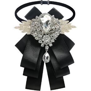Elegant Black Bow Tie with Ribbon Rhinestone for Men and Women - Self-Tie Tuxedo Bowtie, Perfect for Birthdays, Parties, Weddings, and School Shirts
