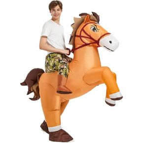 KOOY Inflatable Horse Costume Adult Ride On Horse Costumes Cowboy Blow Up Funny Riding Horse Suit for Men Women Halloween Party