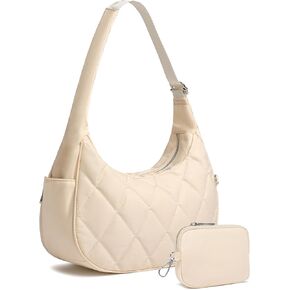 Baverge Nylon Crescent Bag Women Small Quilted Counter Presh Women's Hobo حقيبة يد مع محفظة معدنية مصغرة