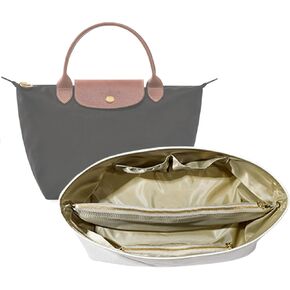 Purse Organizer Insert for Longchamp Le Pliage Handbag Ultra-light Dupont Paper tote bag Inserts Y099Khaki-Medium