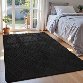Ultra Soft Pink Area Rug for Girls Bedroom, 4x6 Modern Geometric Shag Rugs with Nonslip Backing for Living Room, Washable Fuzzy Carpet for Cozy Kids Room Nursery