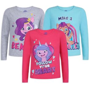 My Little Pony Girls Long Sleeve Shirt 3 Pack Set for Big Kids