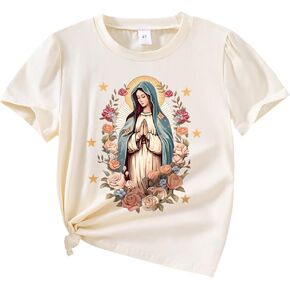 Toddler Girl Clothes - Cartoon Graphic Print Round Neck Short Sleeve - Girl Summer Clothes Tops Size（3-7T）