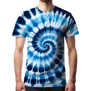 Men's Tie Dye T Shirts Hippies Senior Short Sleeve Tie Dye Tee Shirt for Men