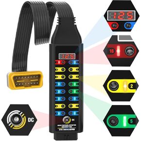 OBD2 Breakout Box Automotive Advanced OBDII كاشف بروتوكول OBDII مع شاشة LCD ومؤشر LED ، يمكن ل 16 دبوسة أداة تشخيص مربع لسيارة الطاقة E.CU ، استخدم مع الماسحة الضوئية/multiMeter/Oscilloscope
