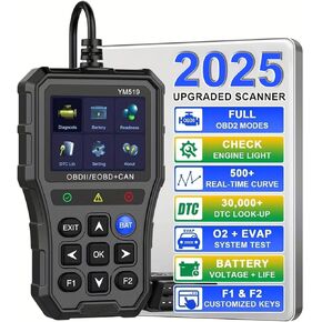 أداة تشخيص ماسحة Scanner OBD2 ، 2.8 '' 'Color Screen Car Battery Tester وتحقق من قارئ رمز المحرك للسيارات والشاحنات ، Scanner OBD2 مع أداة مسح تشخيص الكود لجميع المركبات منذ عام 1996
