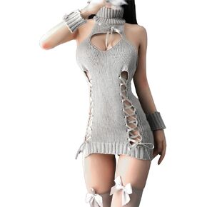 Yomorio Womens Anime Virgin Killer Sweater اليابانية الياقة المدورة بالملابس الداخلية المحبوك