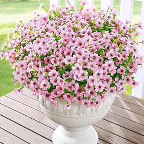 Artificial Flowers for Outdoors, 12 Bundles Faux Plants Outdoor, UV Resistant Artificial Plants Outdoor, Silk Fake Artificial Flowers for Outside Home Decor Planter Porch Decoration, Rose Red