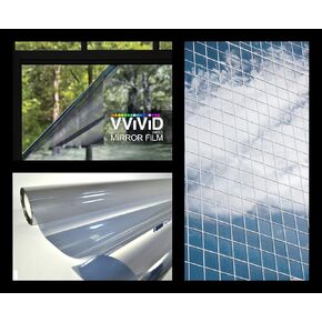 VViViD One-Way Silver Mirror Finish Static Cling Vinyl Window Wrap Film DIY Large Roll Various Sizes (15ft x 5ft)