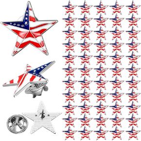 50 Pcs American Flag Lapel Pin 4th of July Star Lapel Pins Red White and Blue Brooch Patriotic Gift for Veterans Independence Memorial Day Decor Backpack Clothes Bags Accessories
