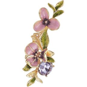 Irises Flower brooches and pins for women, Hand-driping Oil brooch pins inlaid with artificial crystals, SHE'S FREE STYLE JUST FOR YOU Green leaf safety pins enameled jewelry pins and brooches