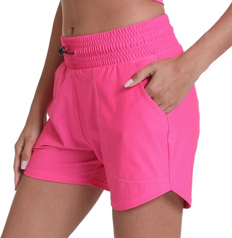 Haowind Workout Shorts for Women with Pockets Mid Waisted Athletic Sport Pants Lightweight Gym Running Shorts with Liner(Hot Pink L) in Saudi Arabia