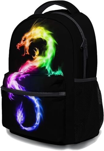 Fire Rainbow Dragon Black School Backpack, Kids bag for Boys Girls Elementary, School Bookbag Travel Laptop Daypack for Travel Hiking Camping Daypack in Saudi Arabia