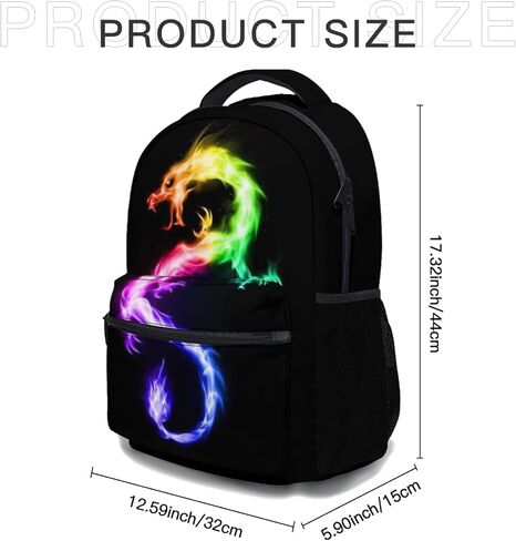 Fire Rainbow Dragon Black School Backpack, Kids bag for Boys Girls Elementary, School Bookbag Travel Laptop Daypack for Travel Hiking Camping Daypack in Saudi Arabia