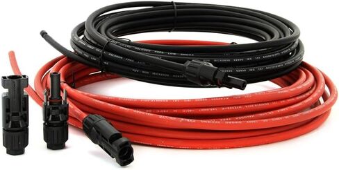 10FT Solar Panel Extension Cable,10AWG (6mm²) with Female and Male Connector Adapter Kit with Extra Free Pair of Connectors Solar Panel (10FT Red + 10FT Black) in Kuwait