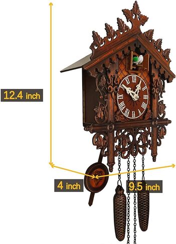 Traditional Black Forest Cuckoo Clock Wood Wall Clock - Natural Bird Voice Or Cuckoo Call, Coo Coo Clock for Wall Art Home Living Room Kitchen Office Decoration (Reindeer) (Chalet) in Saudi Arabia