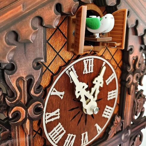 Traditional Black Forest Cuckoo Clock Wood Wall Clock - Natural Bird Voice Or Cuckoo Call, Coo Coo Clock for Wall Art Home Living Room Kitchen Office Decoration (Reindeer) (Chalet) in Saudi Arabia