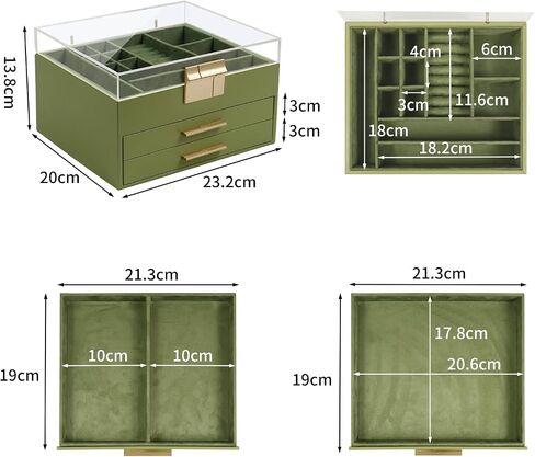 KAMIER Jewelry Box with Acrylic Lid, 3-Layer Jewelry Organizer, 2 Drawers, for Big and Small Jewelry, Earrings, Rings, Necklaces, Bracelets - Gift for Women and Girls, White in Kuwait