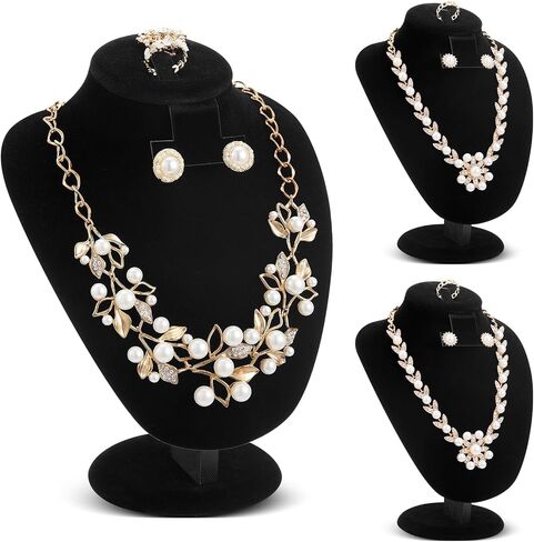 youyole 3 pcs أسود مجوهرات مخملية المخمل أقراط القلادة عرض الخاتم مصنع تمثال للمجوهرات/عارضة أزياء للبيع والعروض in Kuwait