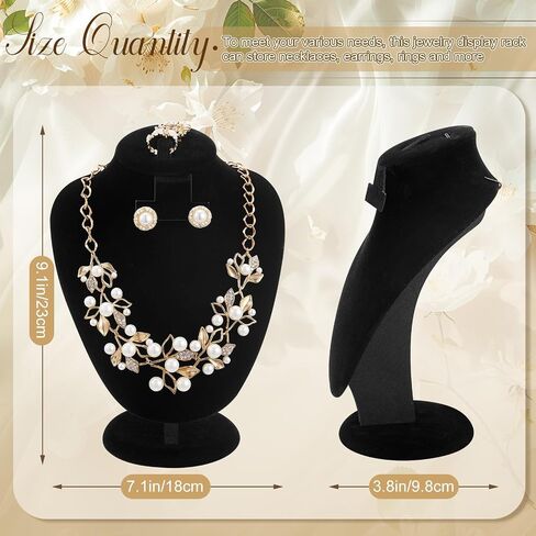 youyole 3 pcs أسود مجوهرات مخملية المخمل أقراط القلادة عرض الخاتم مصنع تمثال للمجوهرات/عارضة أزياء للبيع والعروض in Kuwait