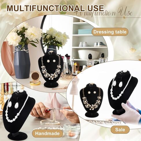 youyole 3 pcs أسود مجوهرات مخملية المخمل أقراط القلادة عرض الخاتم مصنع تمثال للمجوهرات/عارضة أزياء للبيع والعروض in Kuwait