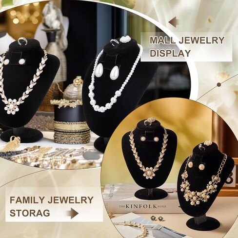 youyole 3 pcs أسود مجوهرات مخملية المخمل أقراط القلادة عرض الخاتم مصنع تمثال للمجوهرات/عارضة أزياء للبيع والعروض in Kuwait