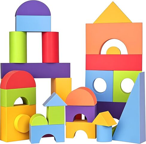 Large Wooden Building Blocks Set - Educational Preschool Learning Toys with Wooden Storage Box, Toddler Blocks Building and Stacking Toys for 3+ Year Old Boy and Girl Gifts in Saudi Arabia