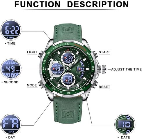 NAVIFORCE Men's Military Digital Watches Analog Quartz Waterproof Watch Sport Multifunctional Leather Wristwatch in Saudi Arabia