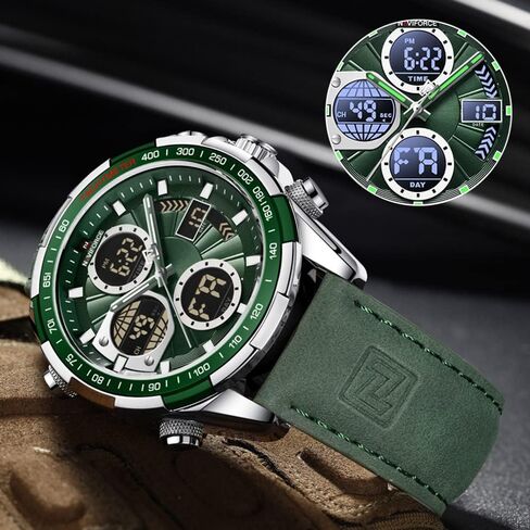 NAVIFORCE Men's Military Digital Watches Analog Quartz Waterproof Watch Sport Multifunctional Leather Wristwatch in Saudi Arabia
