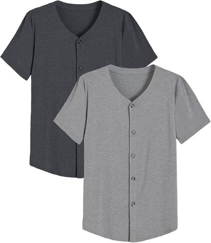 Latuza Men's Bamboo Viscose Button Down Pajama Shirt 2 Pack in Saudi Arabia