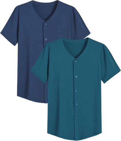Latuza Men's Bamboo Viscose Button Down Pajama Shirt 2 Pack in Saudi Arabia