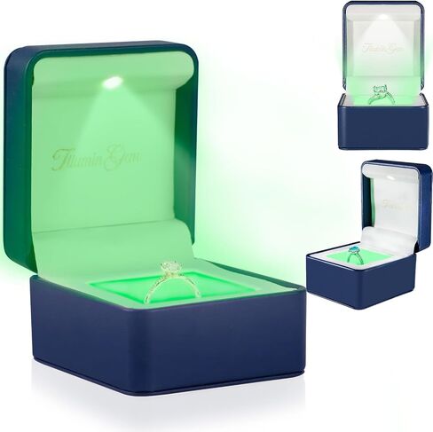 إضاءة LED LED صندوق خاتم الخطوبة مع إضاءة مزاجية قاعدة - Aurora ديناميكية و 5 ألوان صلبة ، أضواء مزدوجة ، حالة مجوهرات قابلة للشحن لحفل الزفاف/الاقتراح/الذكرى - الأجواء جاهزة in Saudi Arabia